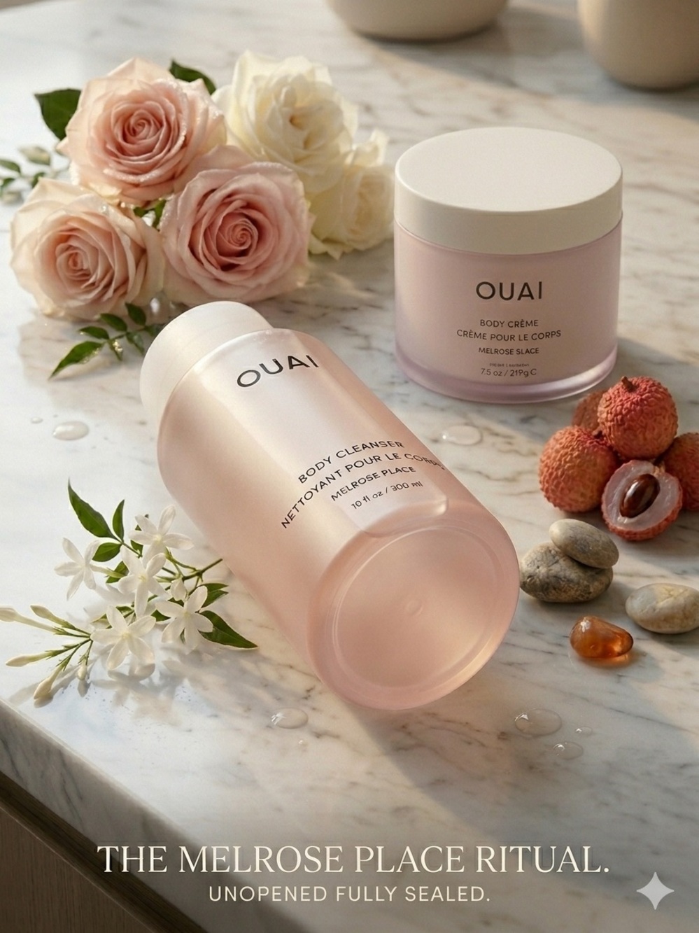 NEW OUAI Melrose Place Body Crème & Body Wash Set - Luxury Skincare Gift - Picture 2 of 9